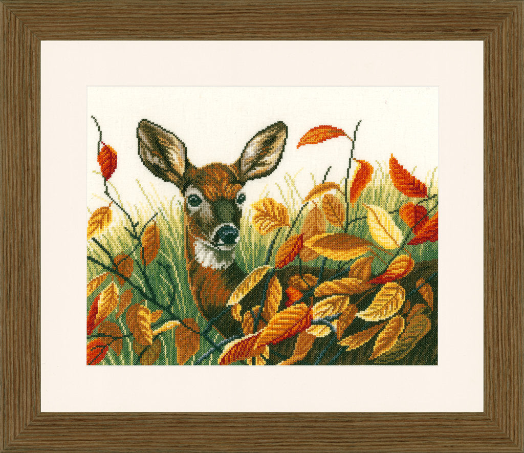 Ciervos en hojas de otoño - Lanarte - Kit de punto de cruz PN-0021223