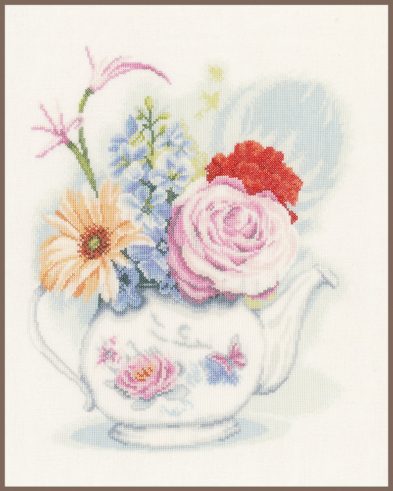 Fleurs en théière - Lanarte - Kit de point de croix PN-0155692