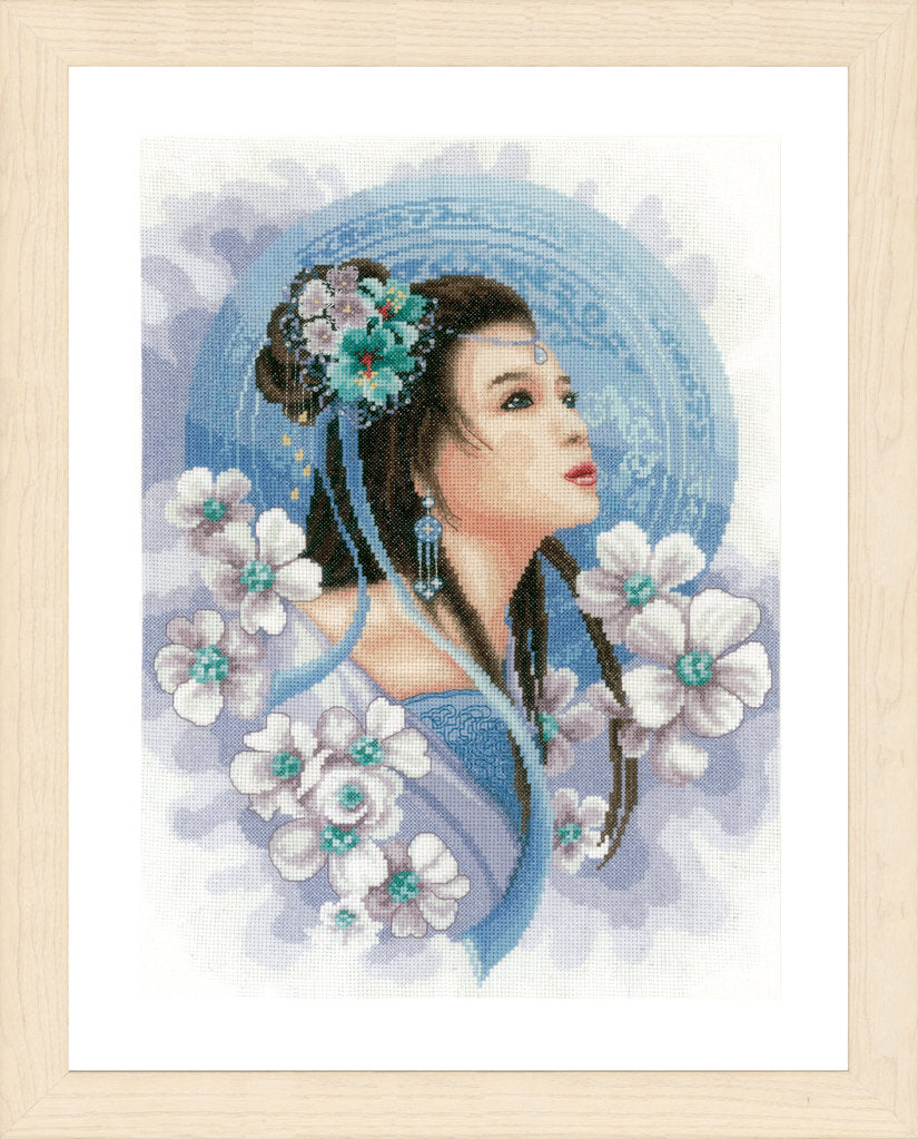Dama asiática en azul - Lanarte - Kit de punto de cruz PN-0169168