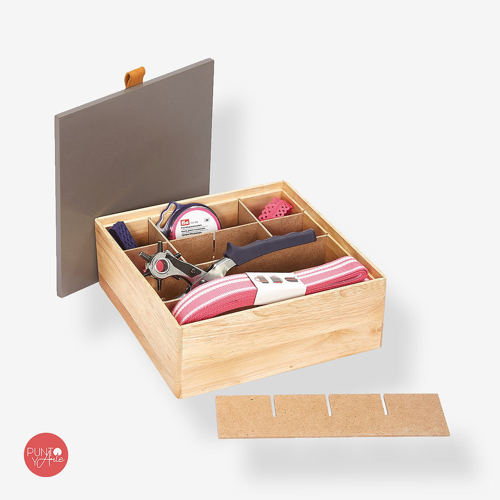 Caja de almacenamiento de madera - Prym - Color Topo