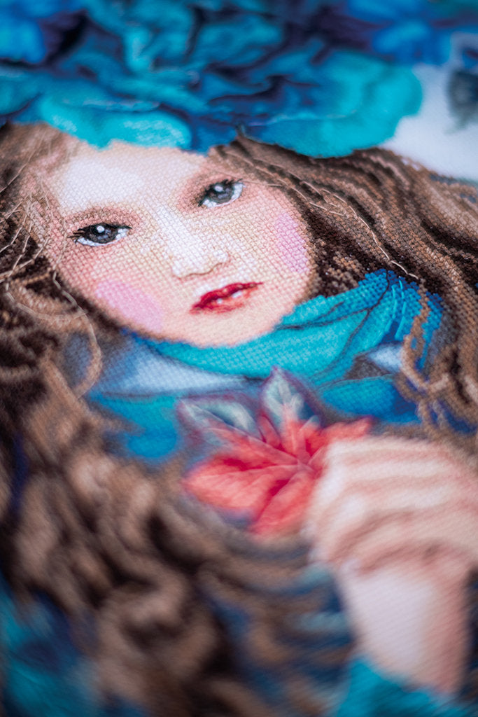 Blue Flowers Girl - Lanarte - Kit de punto de cruz PN-0188640