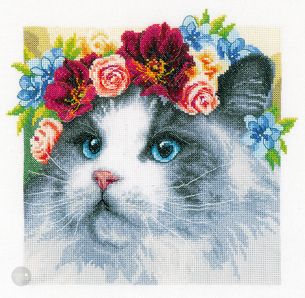 Corona de flores Ragdoll - Lanarte - Kit de punto de cruz PN-0191866