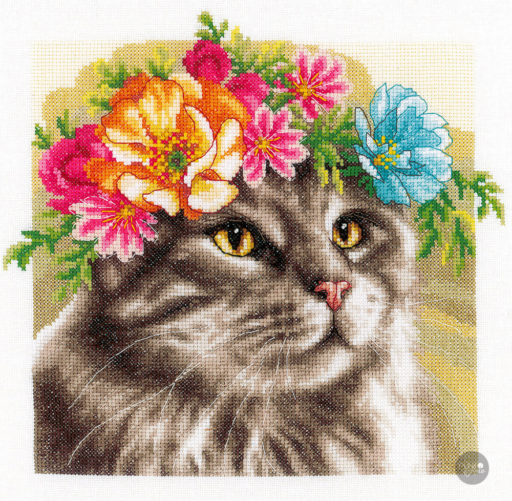 Corona de flores Maine coon - Lanarte - Kit de punto de cruz PN-0191867
