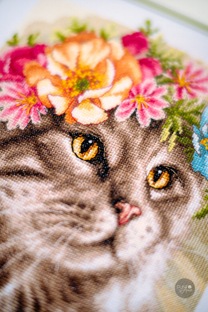 Corona de flores Maine coon - Lanarte - Kit de punto de cruz PN-0191867