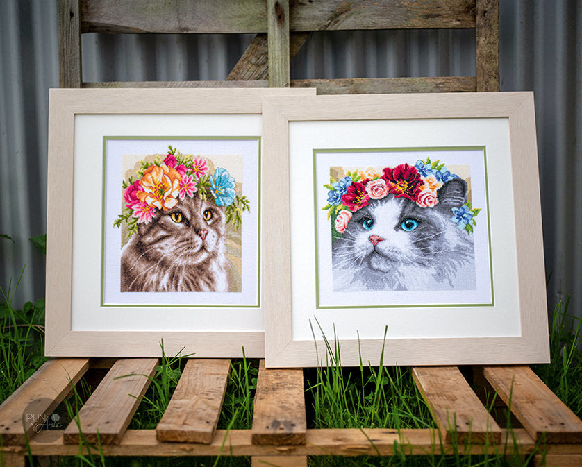 Corona de flores Maine coon - Lanarte - Kit de punto de cruz PN-0191867