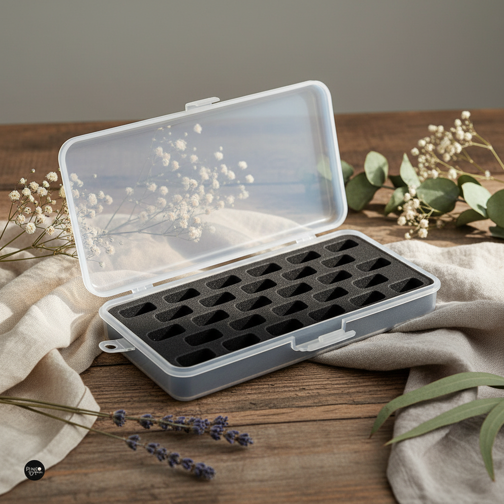 Caja de Almacenamiento para Canillas de Costura con Espuma Protectora - Hemline Gold, Capacidad para 28 Unidades