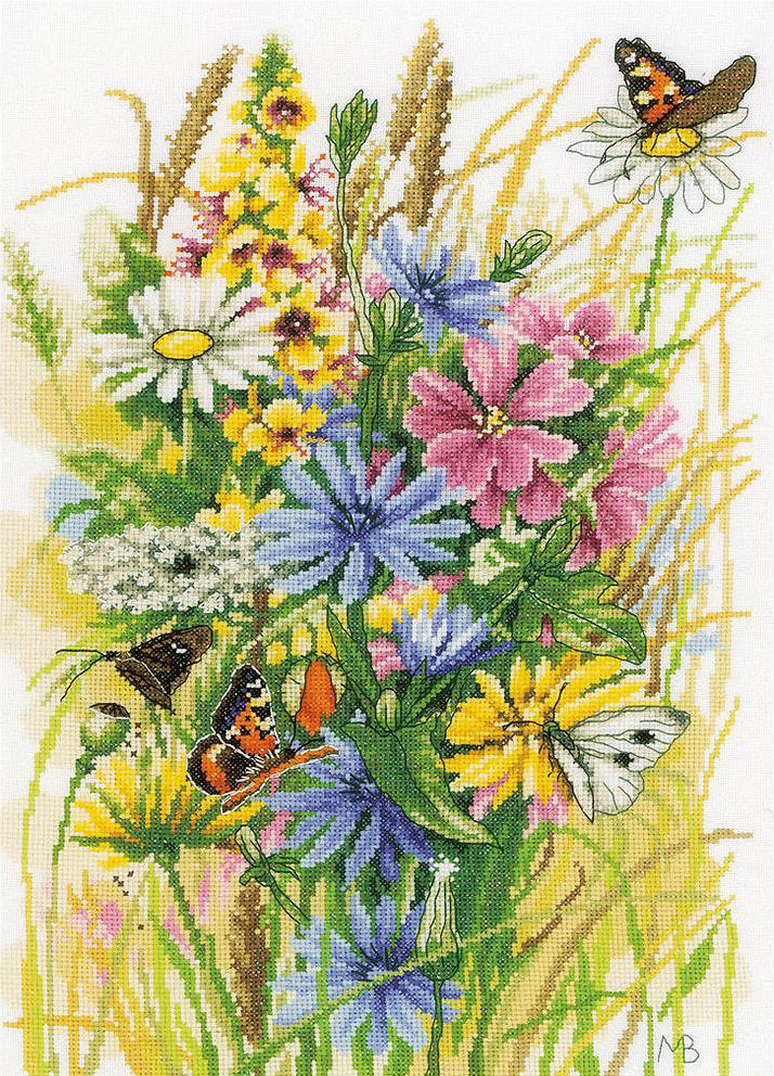 Descanso en la flor silvestre en Aida - Lanarte Kit de Punto de Cruz
