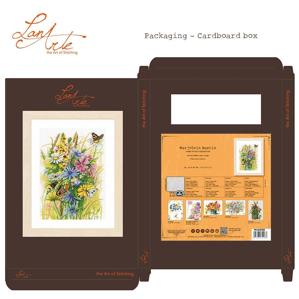 Descanso en la flor silvestre en Aida - Lanarte Kit de Punto de Cruz