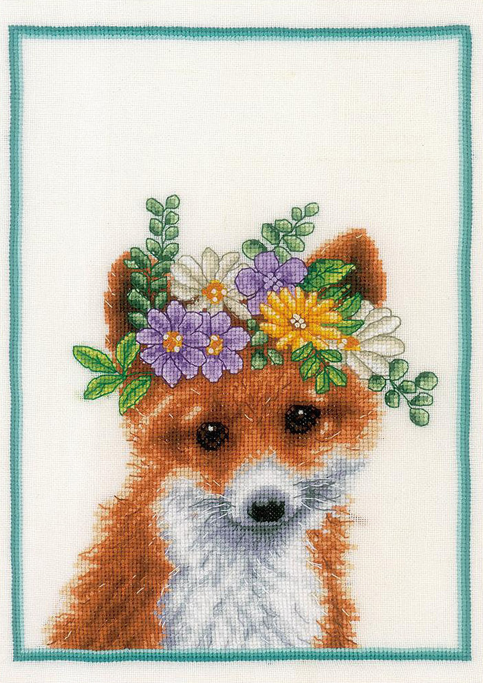Kit Punto de Cruz. Flower crown fox - Lanarte PN-0201471