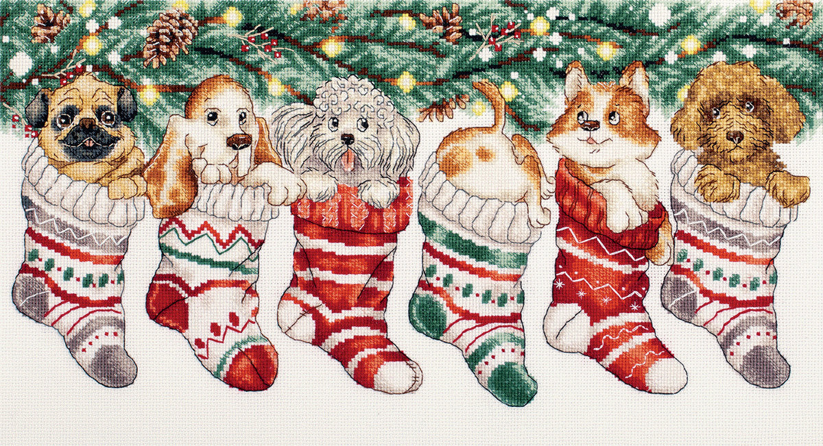 Cachorros Navideños - Panna - Kit de punto de cruz PR-7260