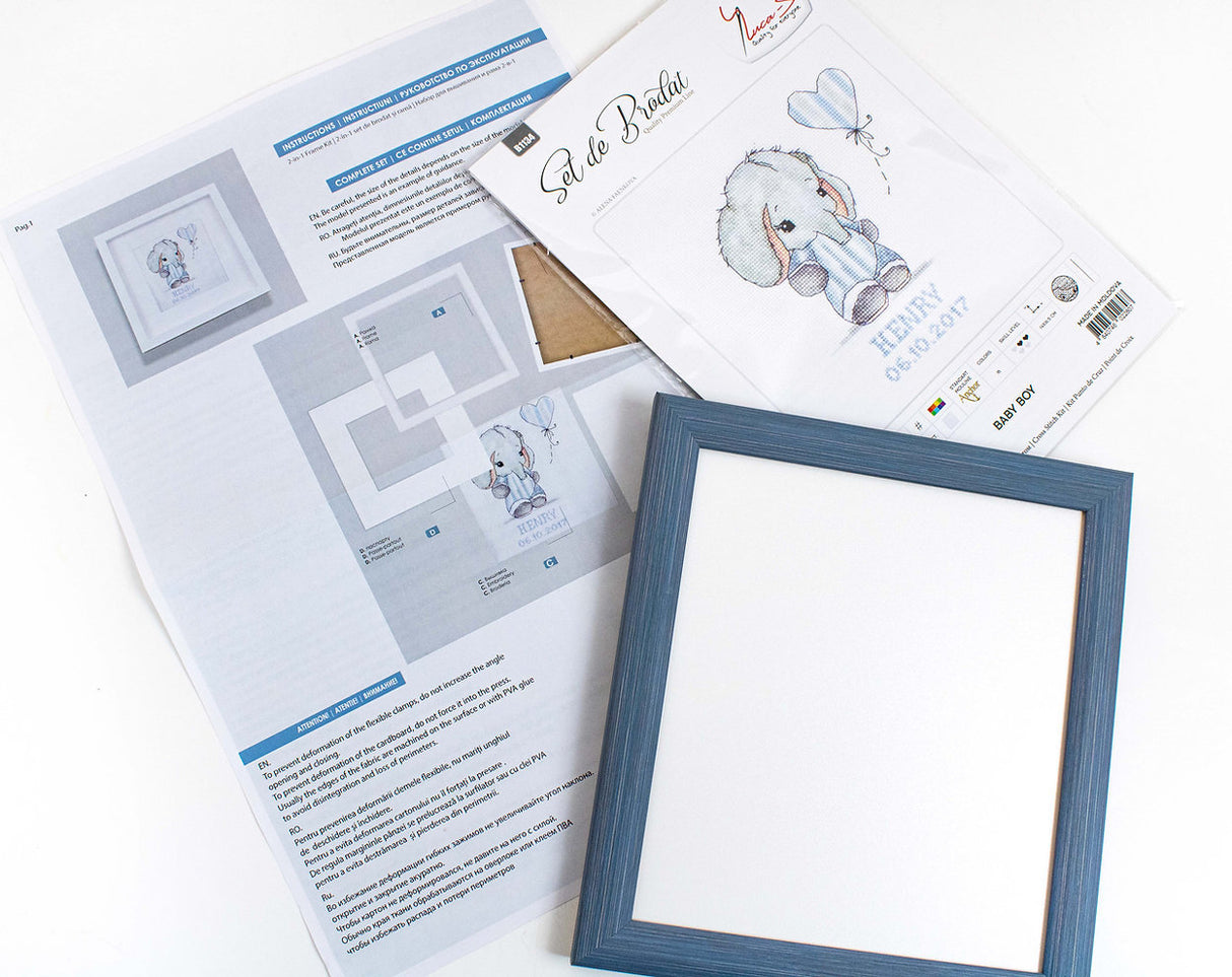 R03 Elephant - Luca-S Cross Stitch Frame and Kit