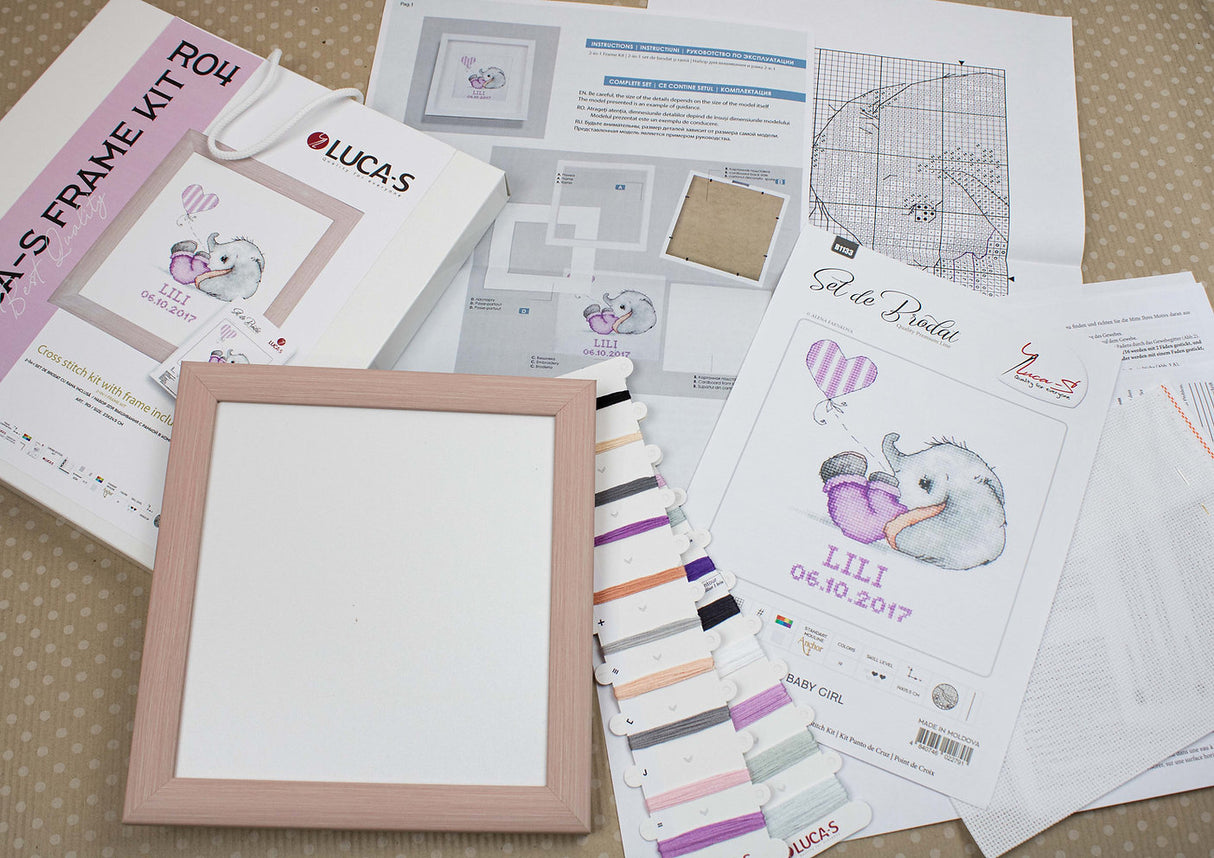 R04 Elefante - Marco y Kit de Punto de Cruz Luca-S