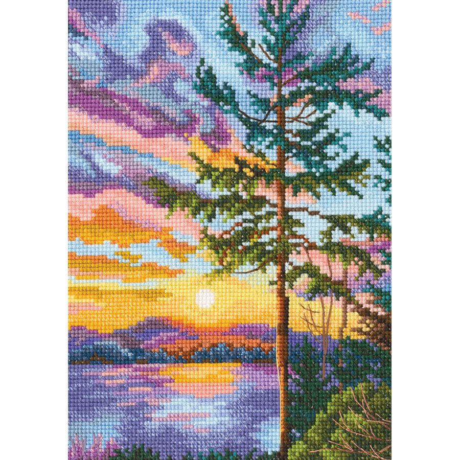 Kit de point de croix compté - Paysage coucher de soleil RTO M1021