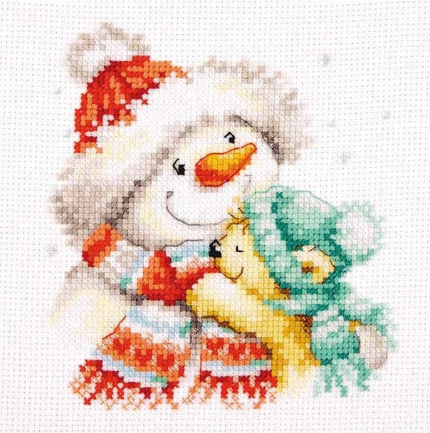 MUÑECO DE NIEVE Y OSO - Alisa - Kit de punto de cruz S0-205