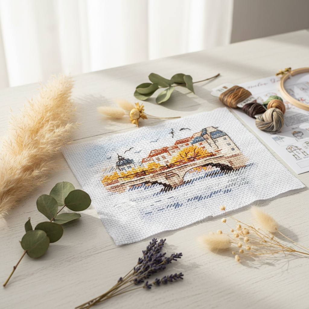 Automne dans la ville. Mouettes sur le pont - S0-216 Alisa - Kit de point de croix