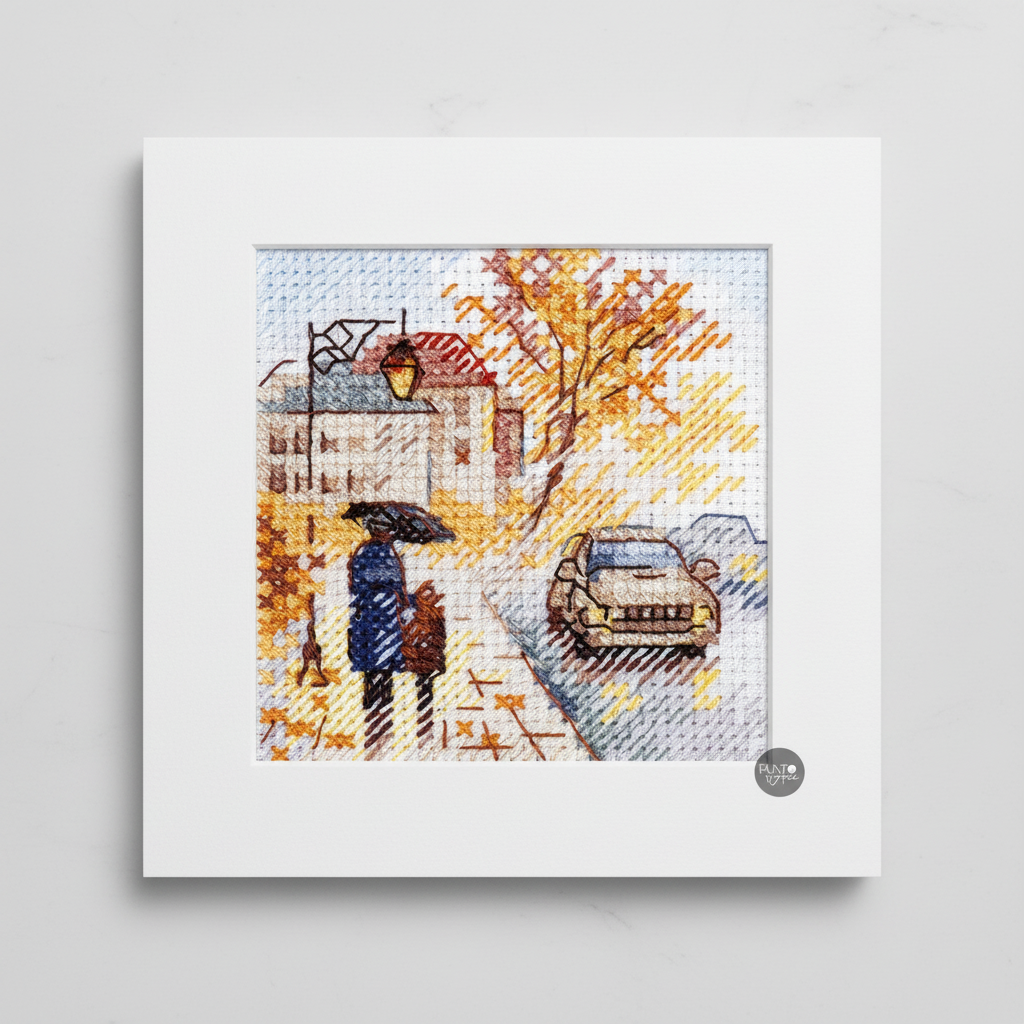 Automne dans la ville. Wet Boulevard - S0-218 Alisa - Kit de point de croix