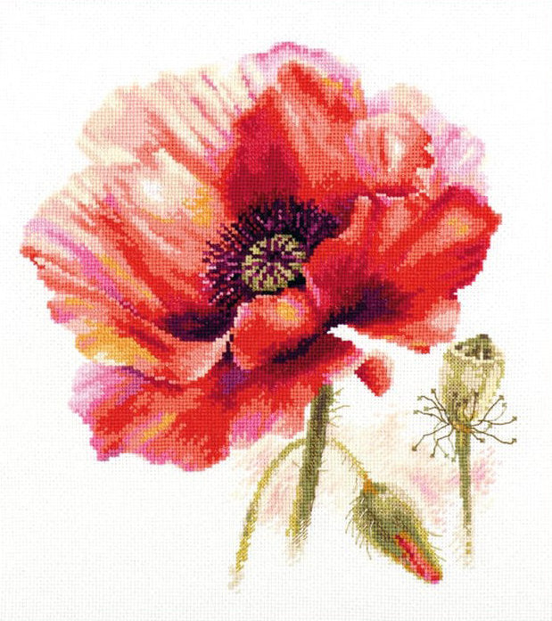 Kit de punto de cruz Amapola Roja Brillante de Alisa S2-46