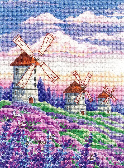 Cross Stitch Kit - Landscape with Windmills - SANP-63 by Andriana