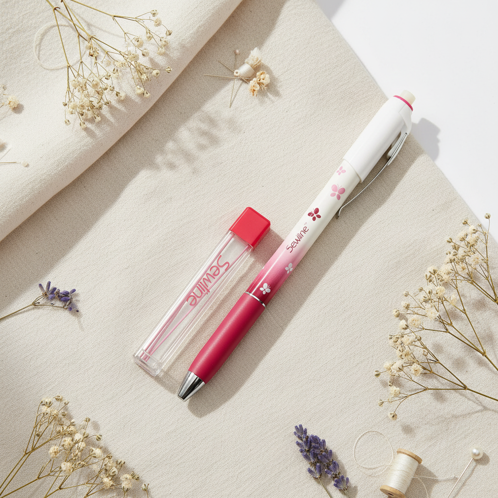 Lápiz para tela Sewline con 6 recambios 0.9 mm en color rosa