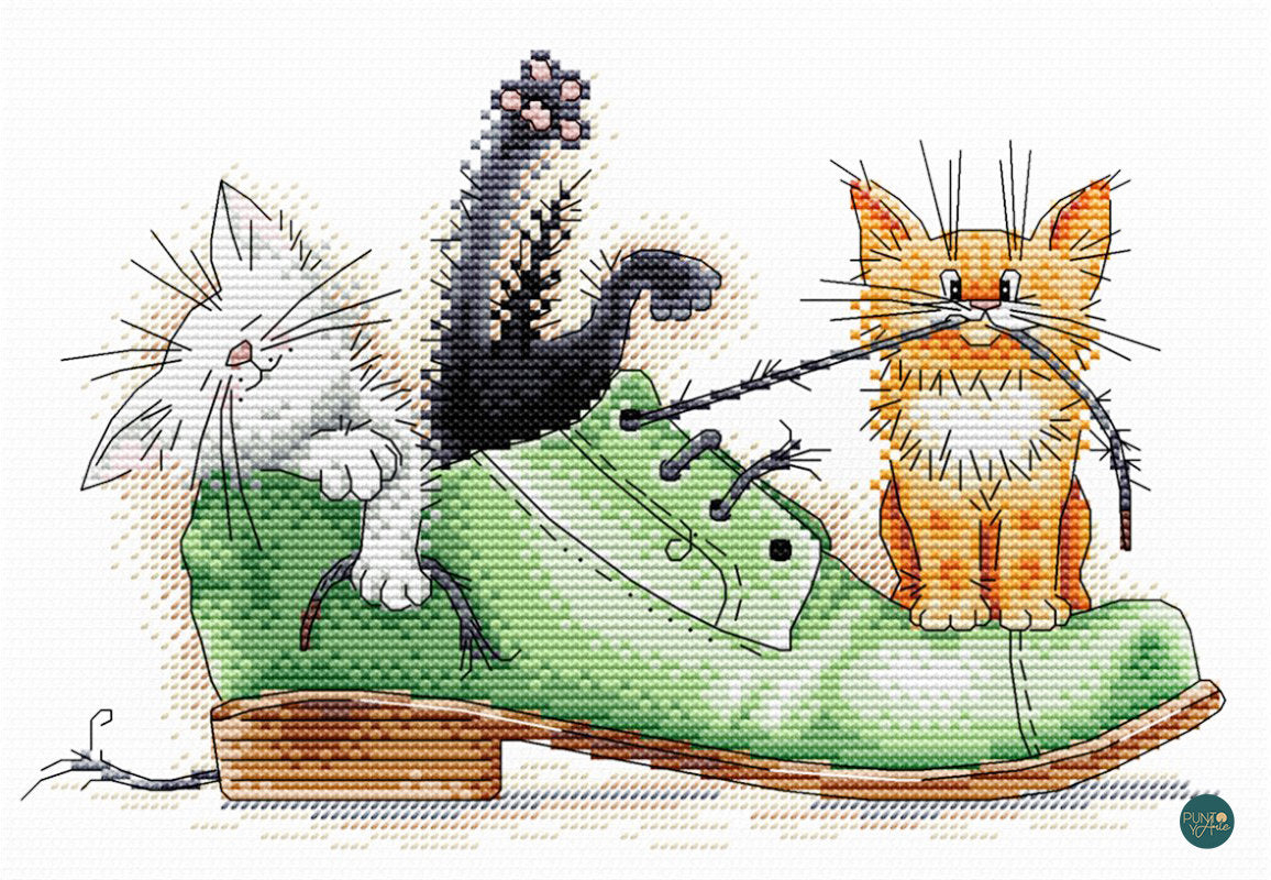 Kittens playing - MP Studio - Cross stitch kit SM-185