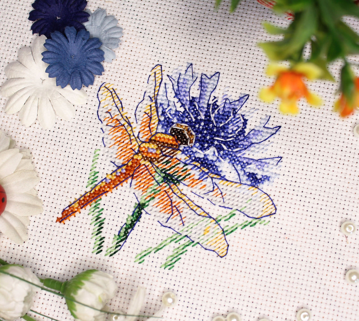 Dragonfly and Cornflower - SM-619 MP Studia - Cross Stitch Kit