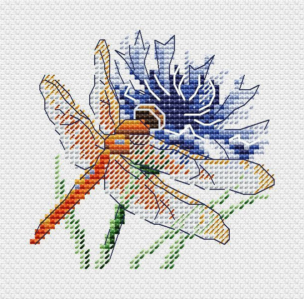 Dragonfly and Cornflower - SM-619 MP Studia - Cross Stitch Kit