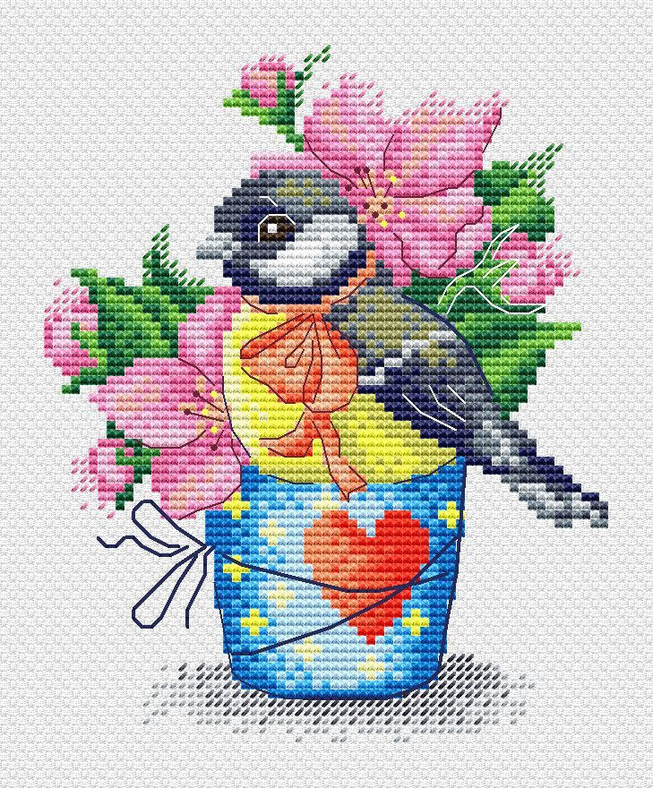 Spring Titmouse - MP Studia - Kit de punto de cruz SM-634