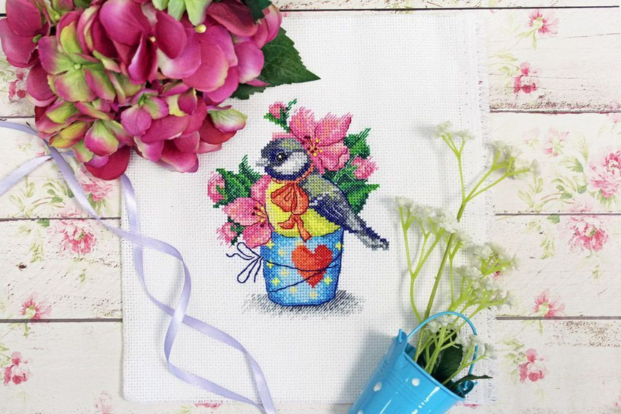 Spring Titmouse - MP Studia - Kit de punto de cruz SM-634