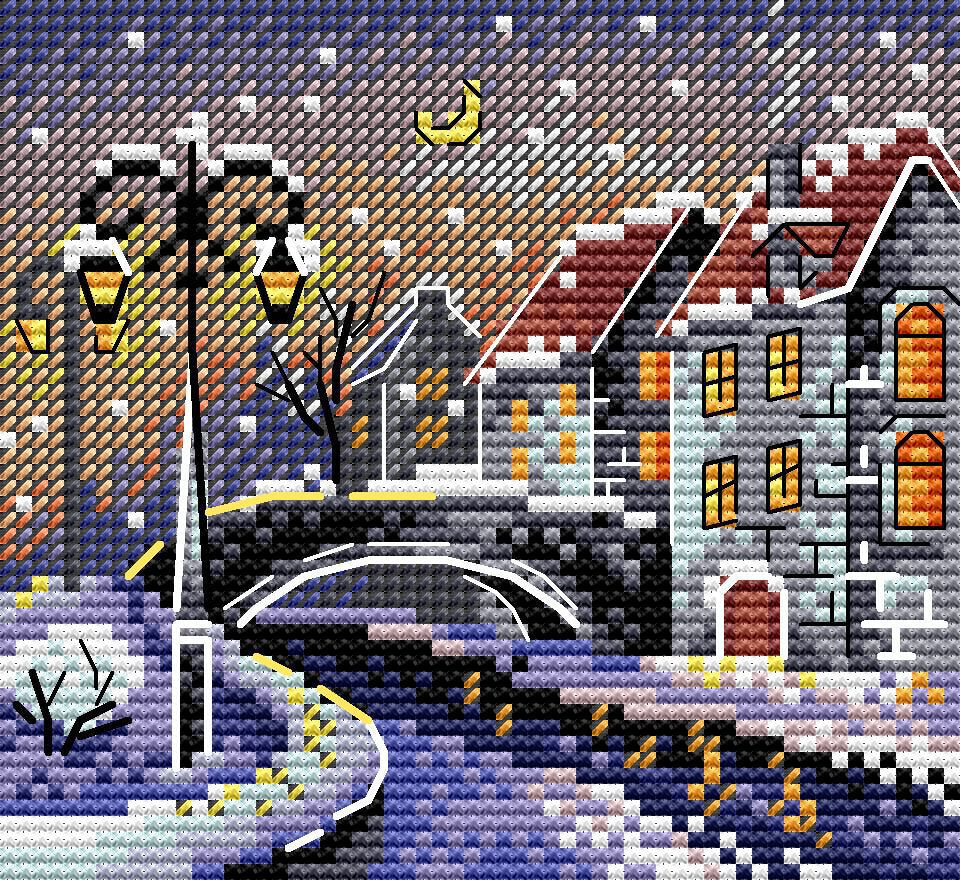 Winter City - SM-641 MP Studia - Kit de point de croix