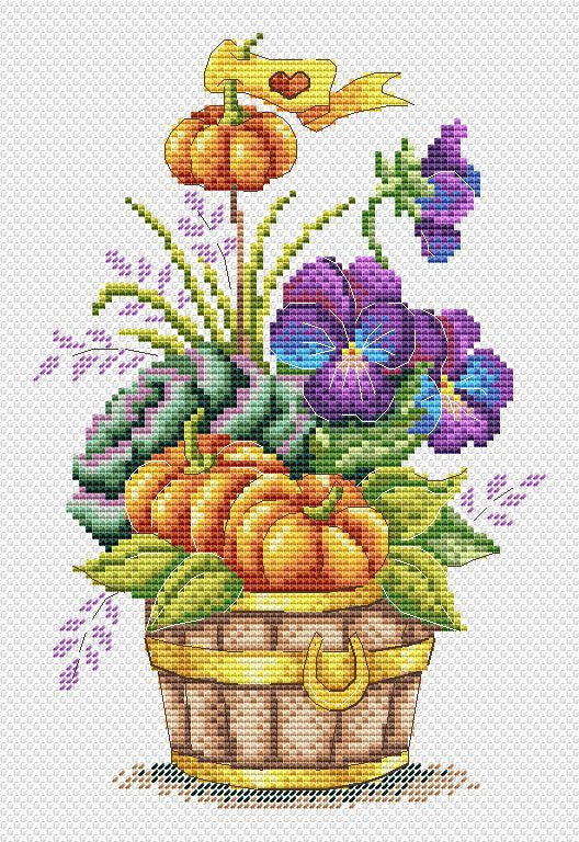 Bouquet de citrouilles - SM-645 MP Studia - Kit de point de croix