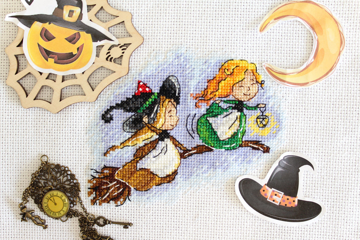 Volando en una Escoba - SM-674 MP Studia - Kit de punto de cruz