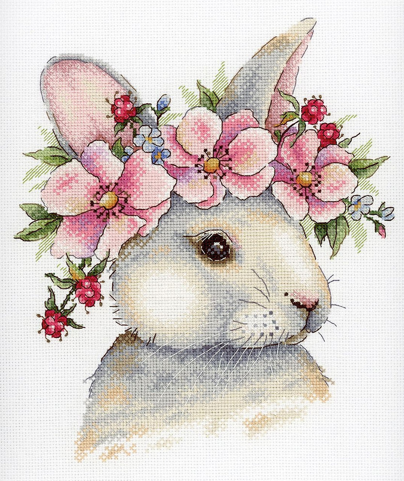 Rabbit in Flowers - SNV-785 MP Studia - Cross Stitch Kit