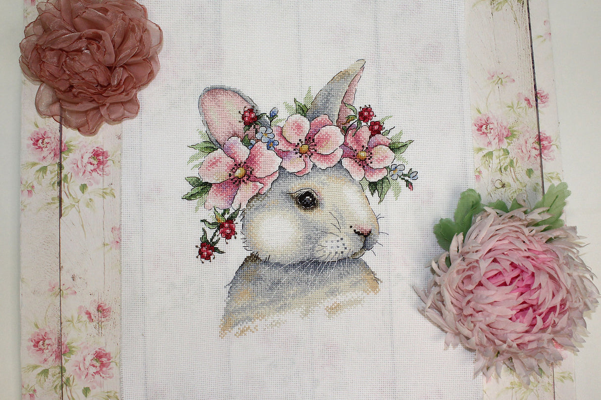 Rabbit in Flowers - SNV-785 MP Studia - Cross Stitch Kit