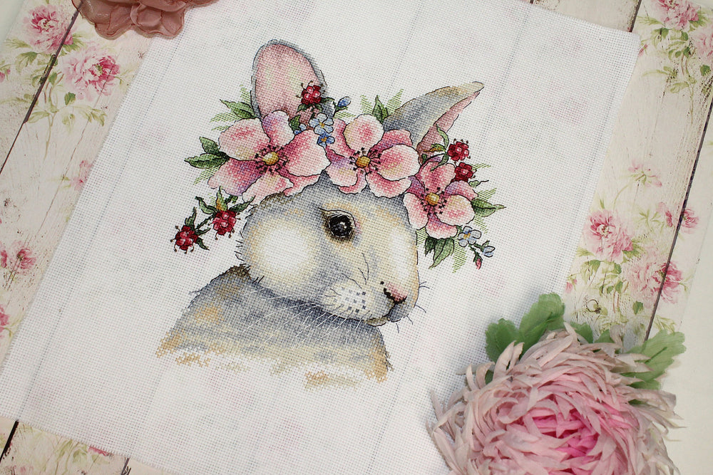 Rabbit in Flowers - SNV-785 MP Studia - Cross Stitch Kit