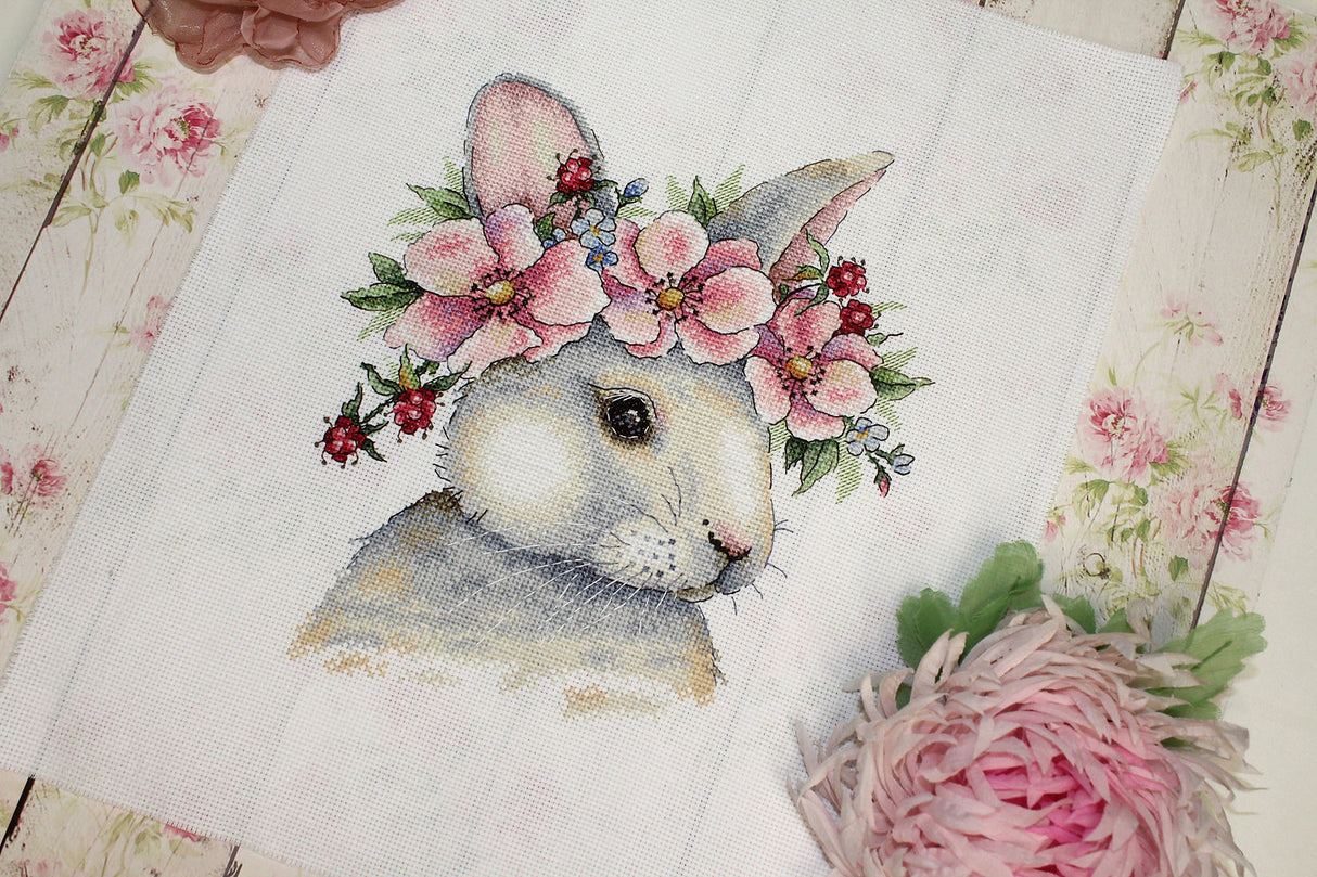 Rabbit in Flowers - SNV-785 MP Studia - Cross Stitch Kit