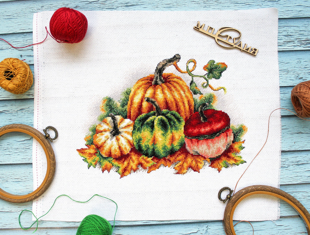 Kit de Punto de Cruz Calabazas coloridas - MP Studia SNV-789