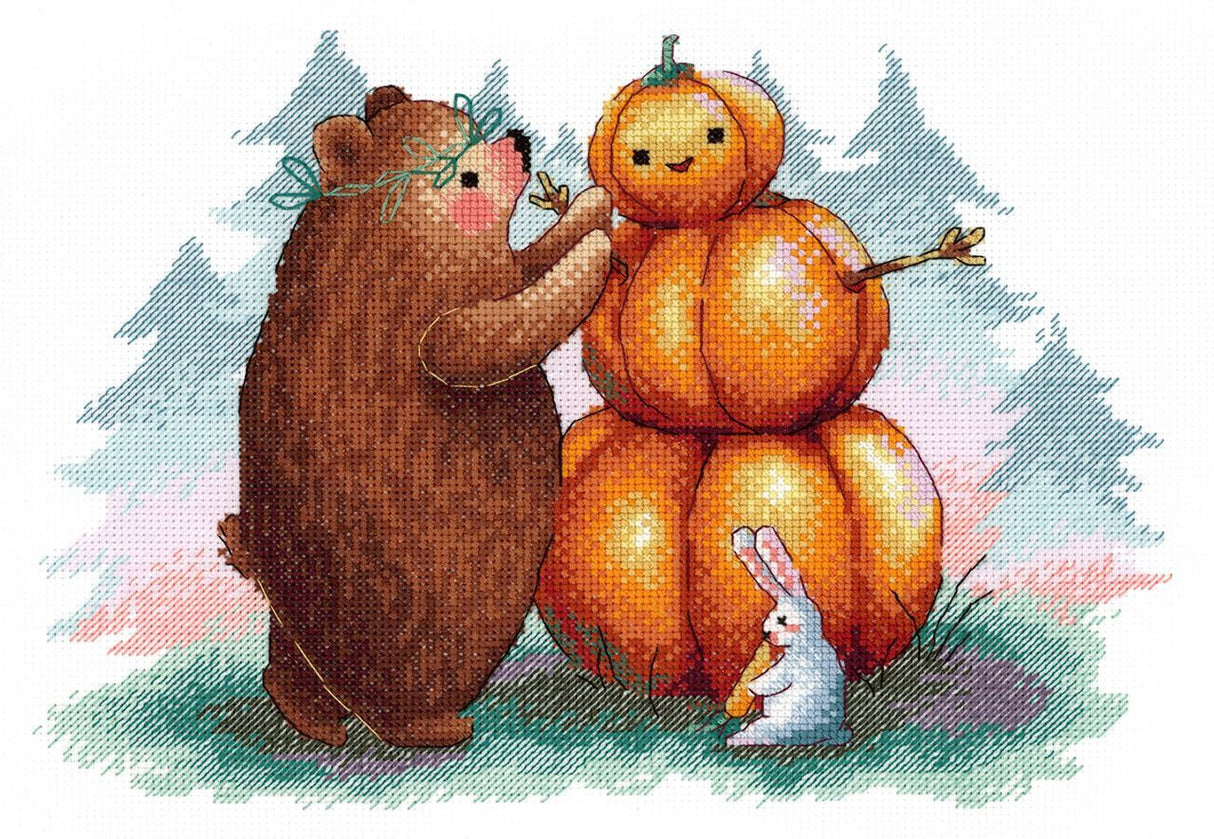 Kit de Punto de Cruz Cuidador de Calabazas - Oso MP Studia SNV-809