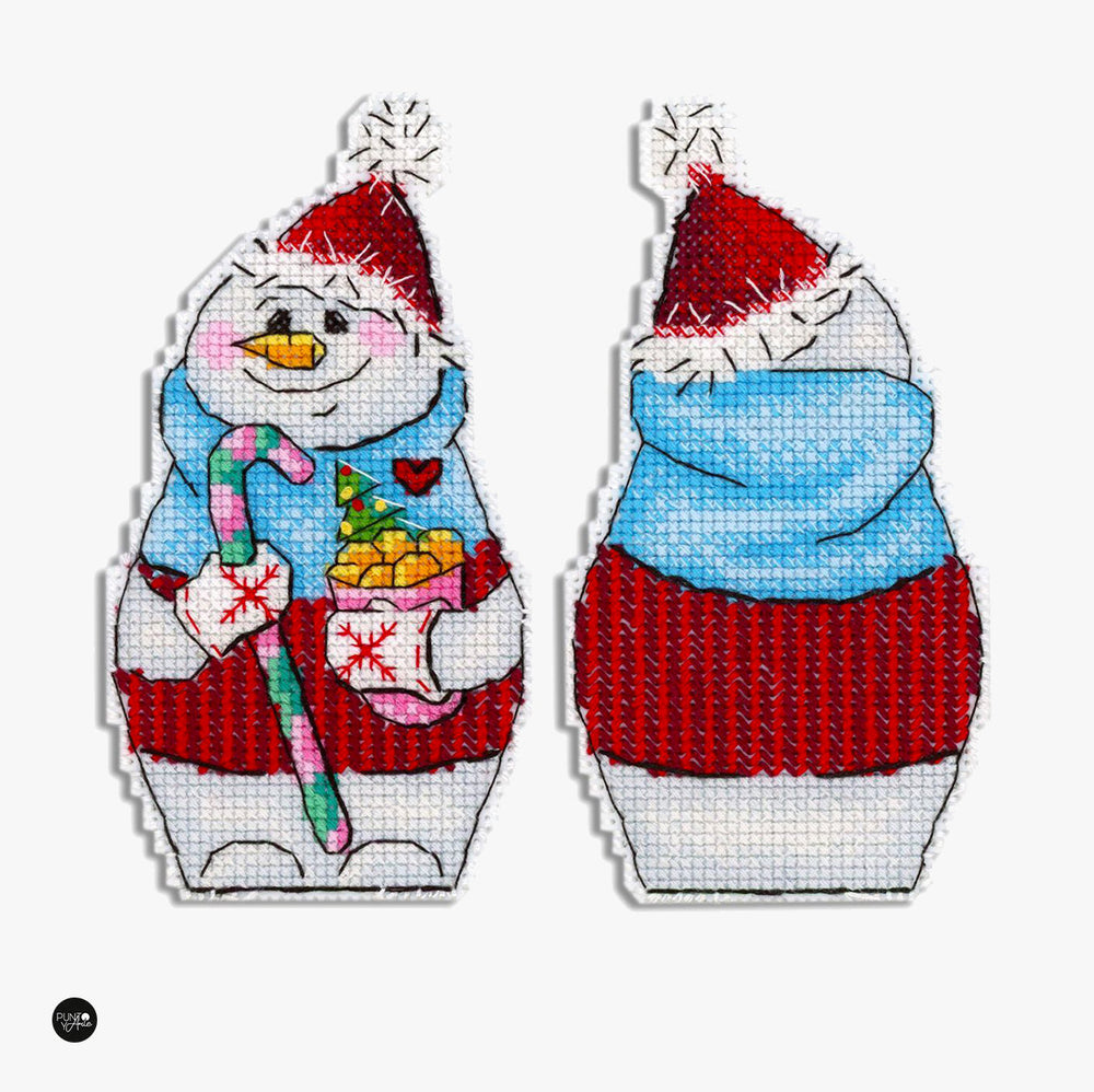 Bonhomme de neige avec des bonbons - SR-845 MP Studia - Kit de point de croix