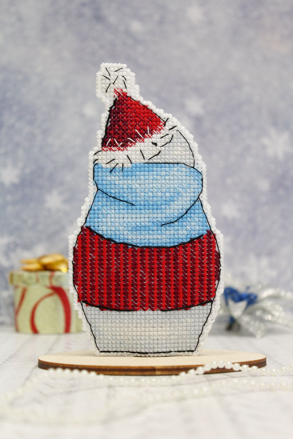 Bonhomme de neige avec des bonbons - SR-845 MP Studia - Kit de point de croix