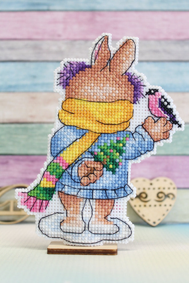 Bunny with a bird - SR-858 MP Studia - Cross stitch kit
