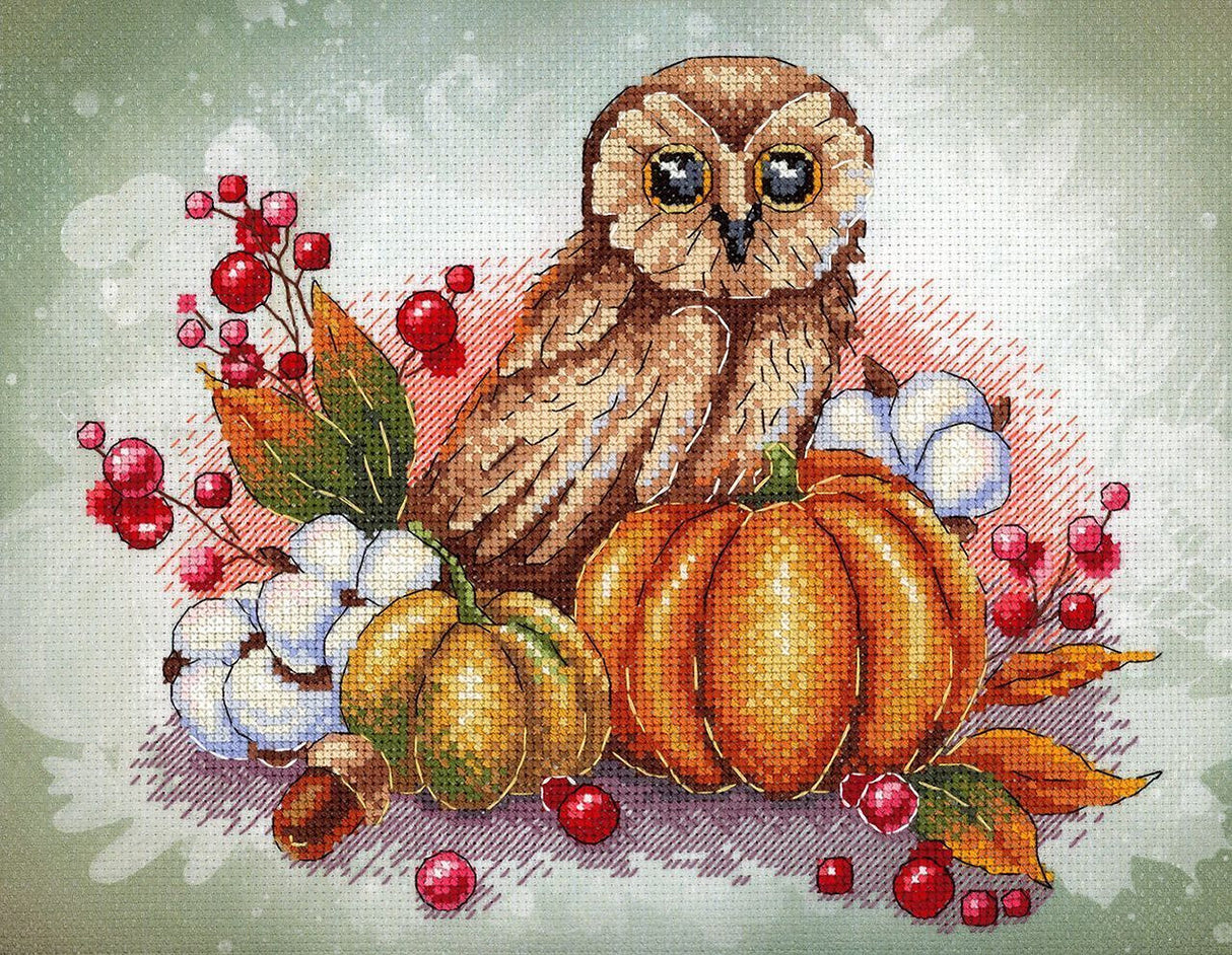 Owl on a Pumpkin - SRK-706 MP Studia - Cross Stitch Kit