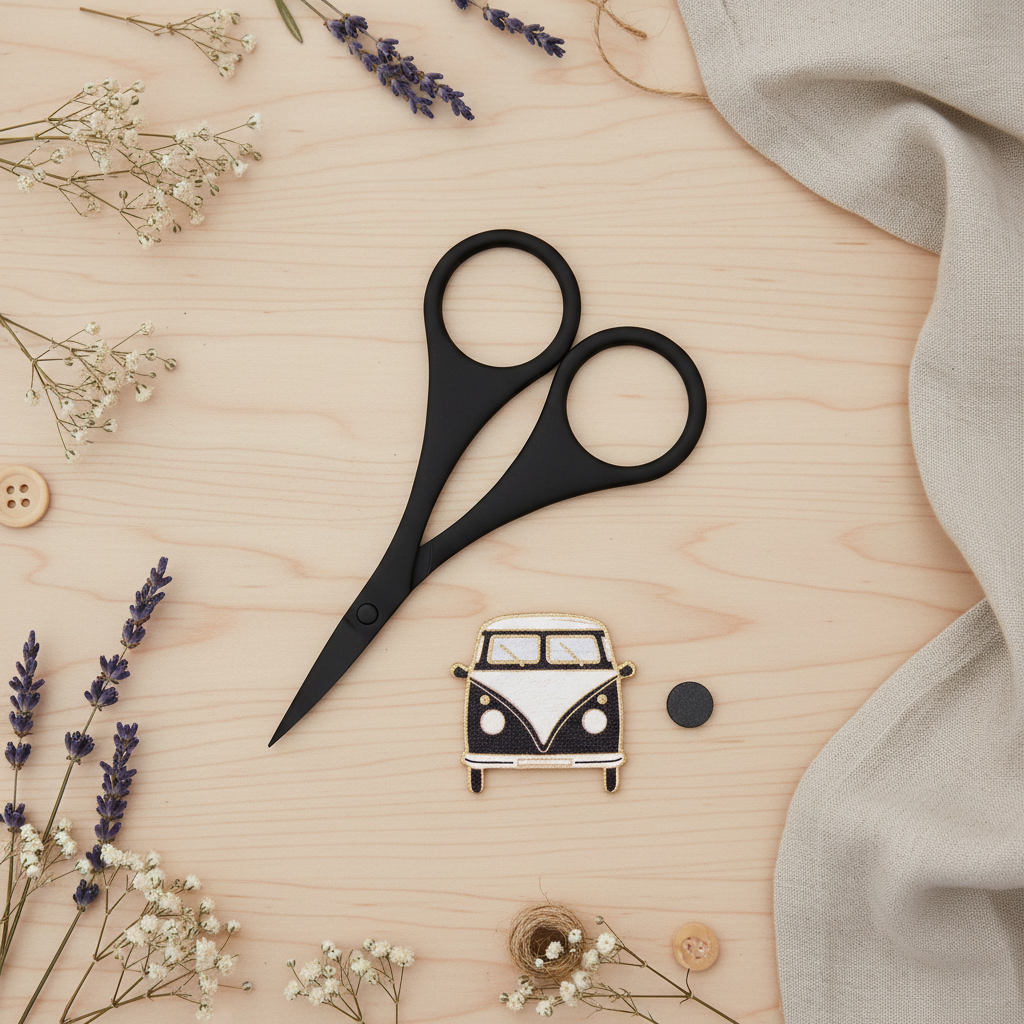 Pack Tijera e Imán para Agujas - DMC U2362 Coral, Negro y Verde