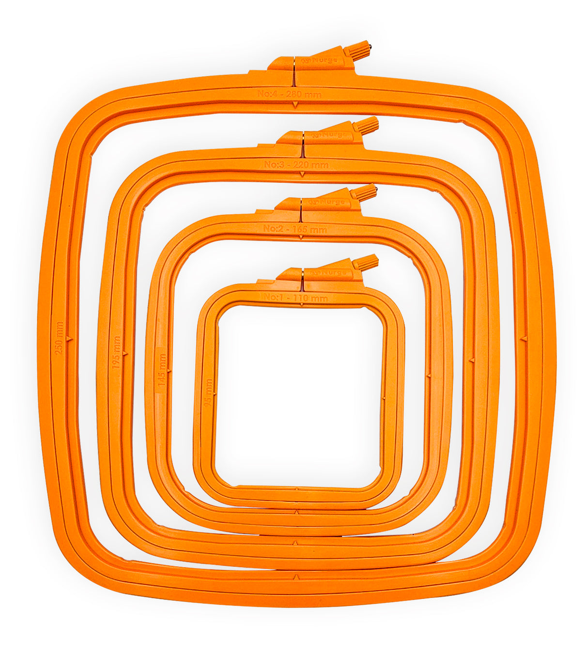Nurge Orange Square Hoop : Précision et style pour la broderie et le point de croix