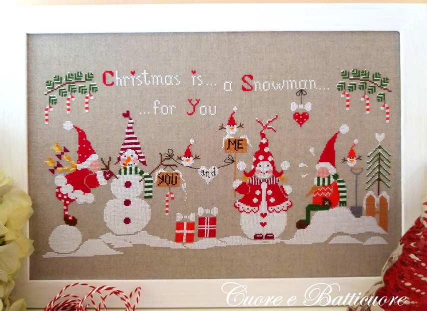 A Pupazzo di Neve per Te - Cuore e Batticuore - Tableau de point de croix