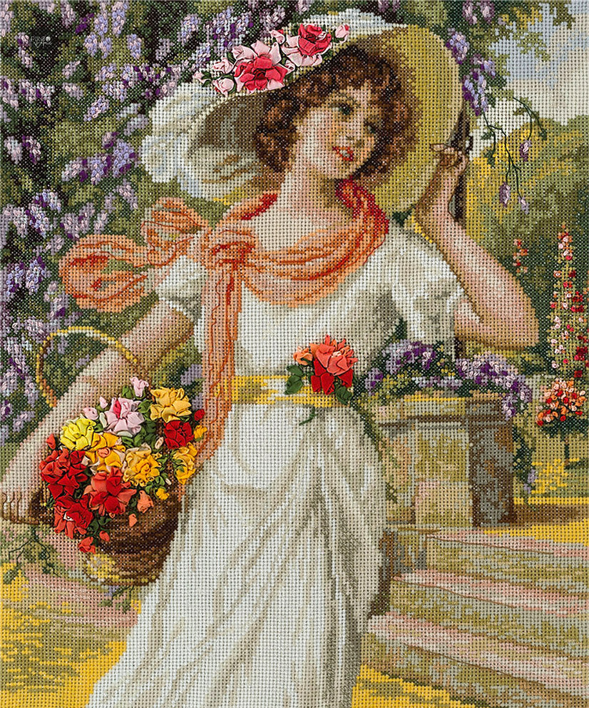 Una canasta de flores - Panna Oro - Kit de punto de cruz VH-1480