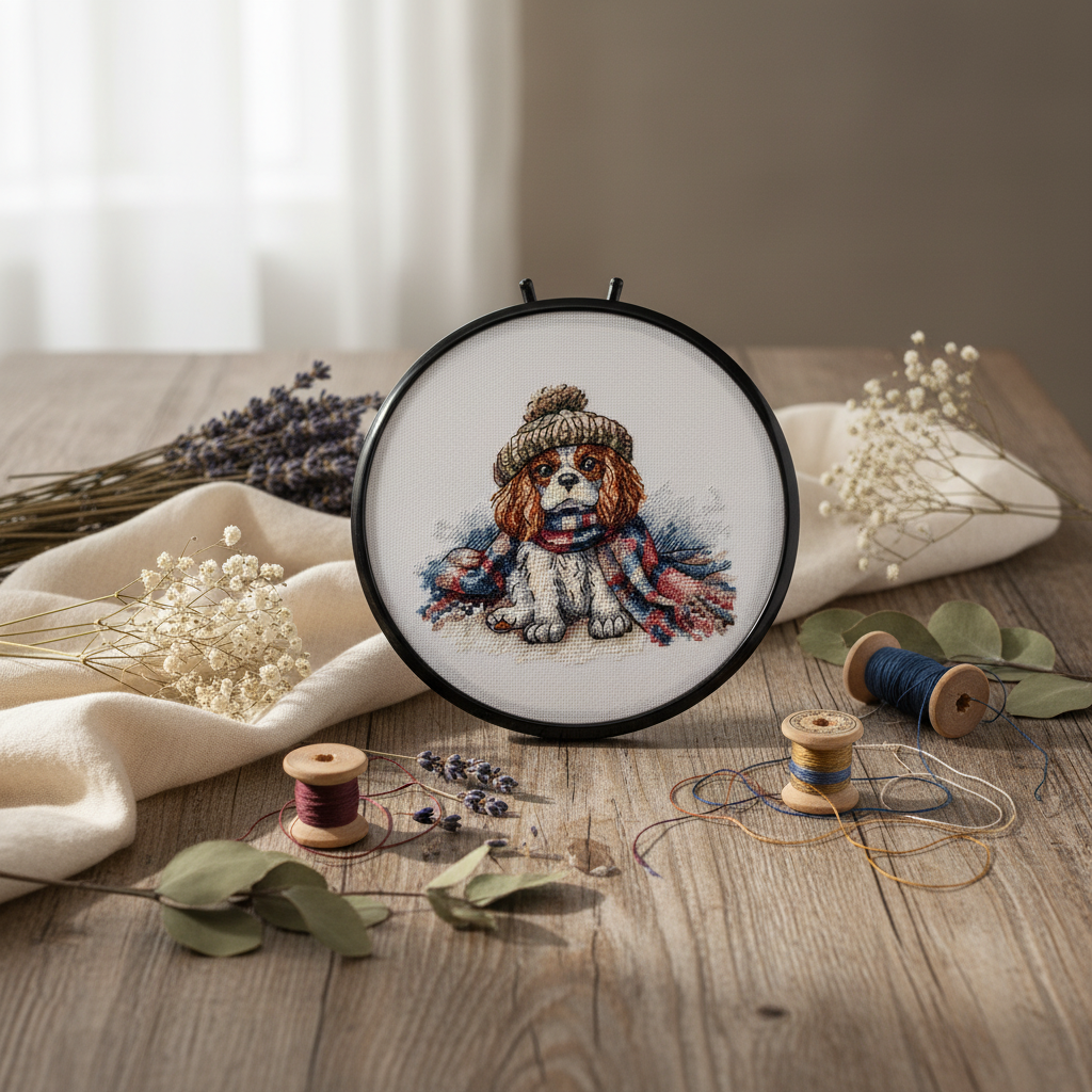 Kit de point de croix AVA Stitch P037 - Cavalier King Charles Spaniel