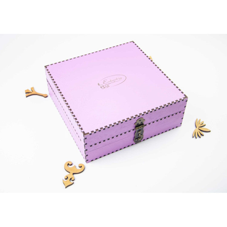 Organizador para Agujas con Caja de Hilos en Base de Madera, Lavanda, 210 Huecos OG-067