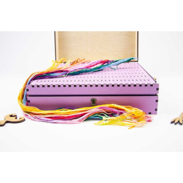 Organizador para Agujas con Caja de Hilos en Base de Madera, Lavanda, 210 Huecos OG-067