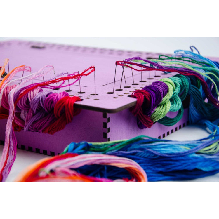 Needle Organizer with Thread Box on Wooden Base, Lavender, 66 Holes OG-079