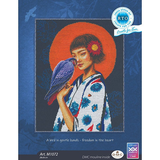 Kit de point de croix compté « Fille, oiseau, liberté » – RTO M1072